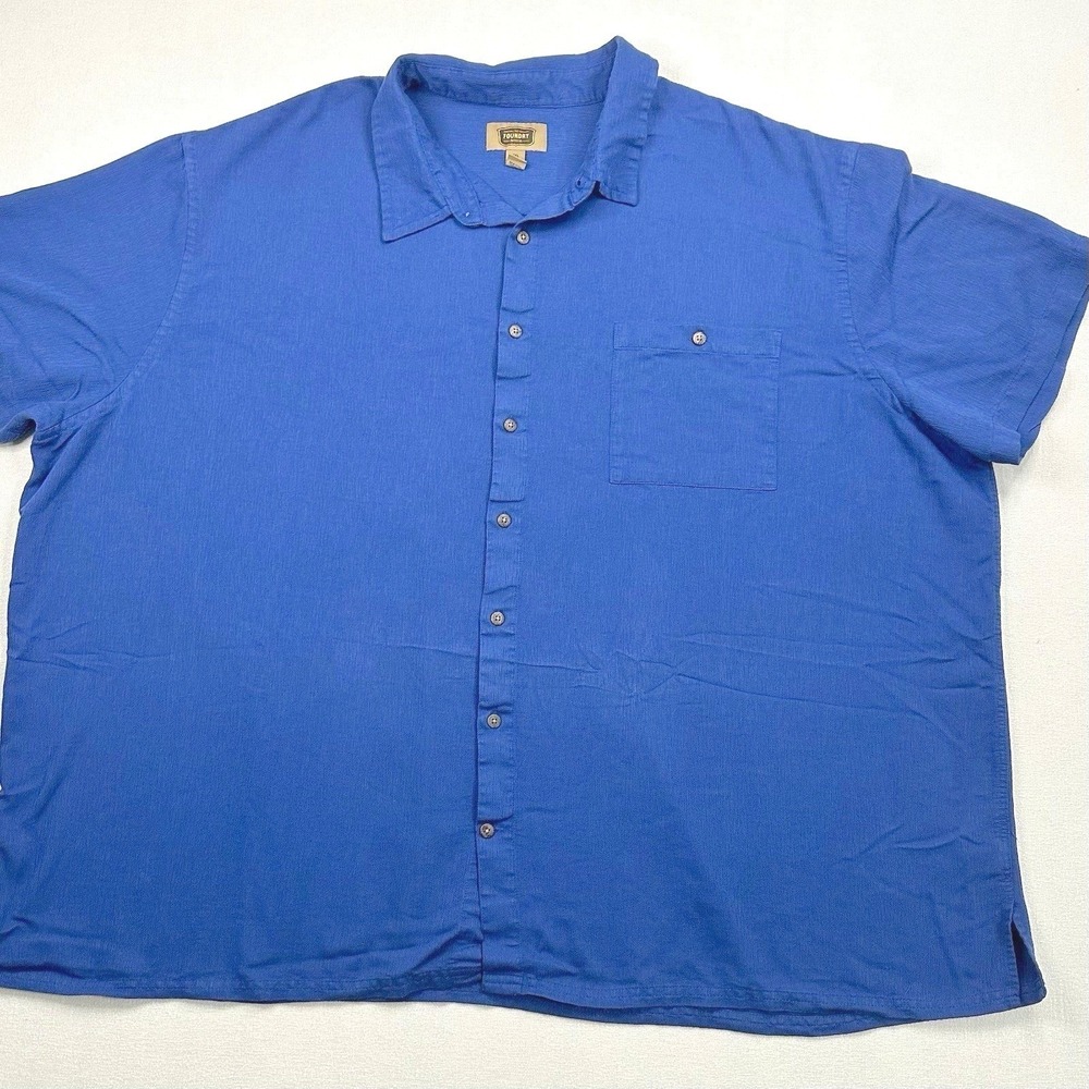 Foundry Button Down Shirt Men's 4XL Pocket Short Sleeve Cobalt Blue Classic